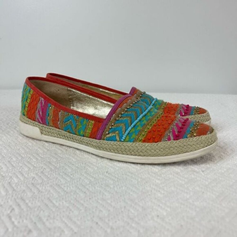 Donald J. Pliner Pizasp Southwestern Beaded Espadrille Slip On Shoes 8.5 Beach